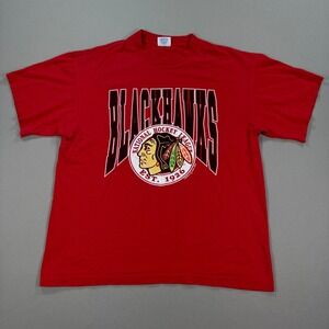 VTG Chicago Blackhawks‎ NHL Hockey Shirt Men's XL Red Single Stitch Made In USA